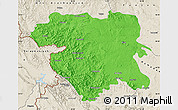 Political Map of Kordestan, shaded relief outside