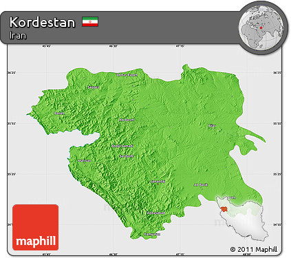 Political Map of Kordestan, single color outside