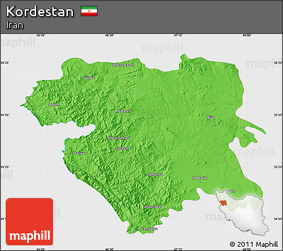 Political Map of Kordestan, single color outside