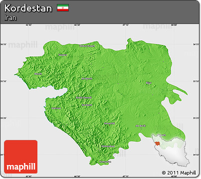 Political Map of Kordestan, single color outside