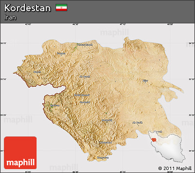 Satellite Map of Kordestan, cropped outside