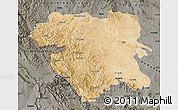 Satellite Map of Kordestan, darken, semi-desaturated