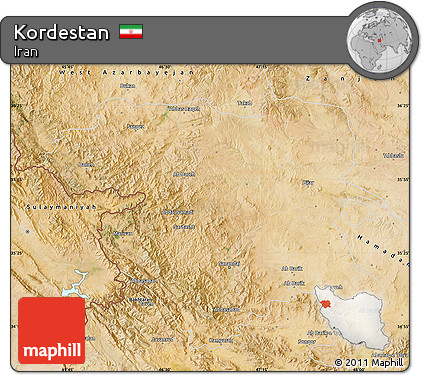 Satellite Map of Kordestan