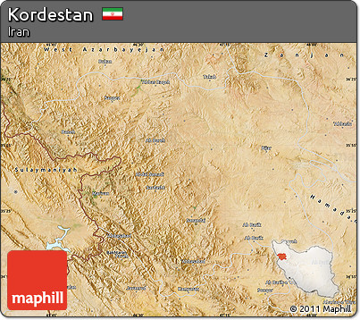 Satellite Map of Kordestan