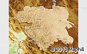 Satellite Map of Kordestan, physical outside