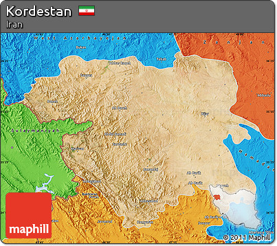 Satellite Map of Kordestan, political outside