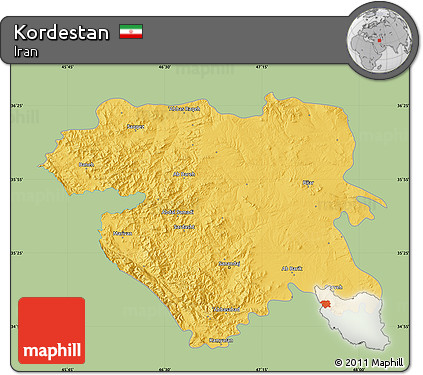 Savanna Style Map of Kordestan, single color outside