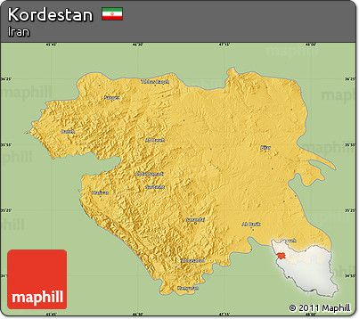 Savanna Style Map of Kordestan, single color outside