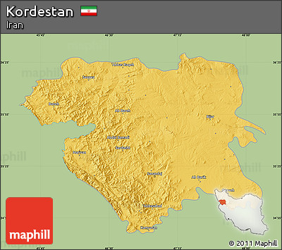Savanna Style Map of Kordestan, single color outside