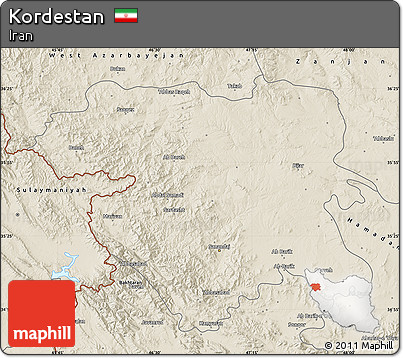 Shaded Relief Map of Kordestan