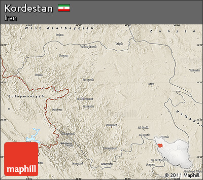 Shaded Relief Map of Kordestan