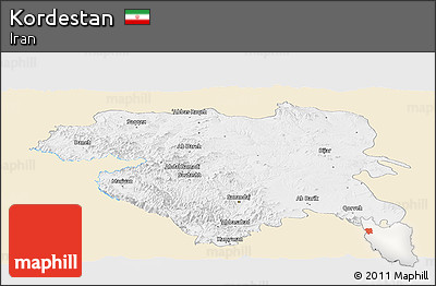 Classic Style Panoramic Map of Kordestan, single color outside