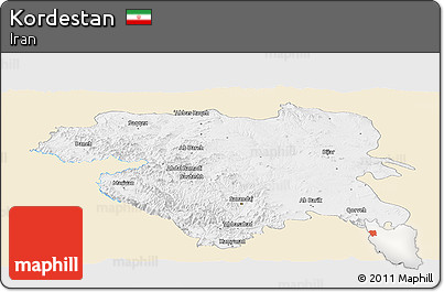 Classic Style Panoramic Map of Kordestan, single color outside