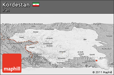 Gray Panoramic Map of Kordestan