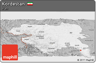 Gray Panoramic Map of Kordestan