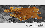 Physical Panoramic Map of Kordestan, darken, desaturated