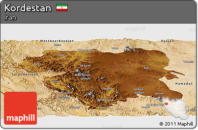 Physical Panoramic Map of Kordestan, satellite outside
