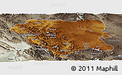 Physical Panoramic Map of Kordestan, semi-desaturated