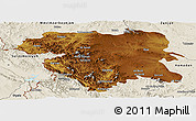 Physical Panoramic Map of Kordestan, shaded relief outside