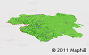 Political Panoramic Map of Kordestan, cropped outside