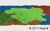 Political Panoramic Map of Kordestan, darken