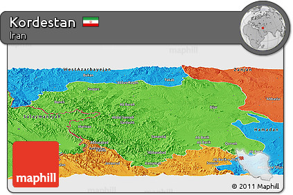 Political Panoramic Map of Kordestan