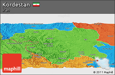 Political Panoramic Map of Kordestan