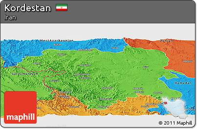 Political Panoramic Map of Kordestan