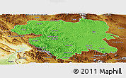 Political Panoramic Map of Kordestan, physical outside