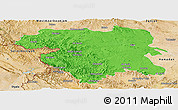 Political Panoramic Map of Kordestan, satellite outside