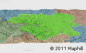 Political Panoramic Map of Kordestan, semi-desaturated