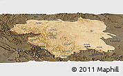 Satellite Panoramic Map of Kordestan, darken