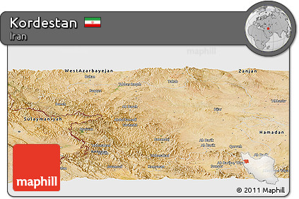 Satellite Panoramic Map of Kordestan