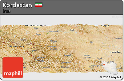 Satellite Panoramic Map of Kordestan