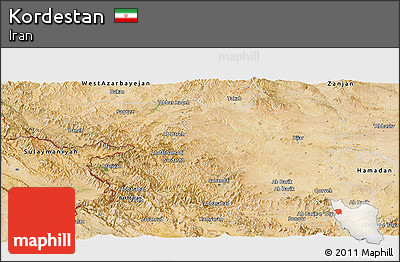 Satellite Panoramic Map of Kordestan