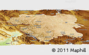 Satellite Panoramic Map of Kordestan, physical outside