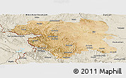 Satellite Panoramic Map of Kordestan, shaded relief outside