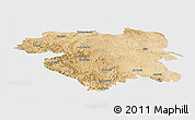 Satellite Panoramic Map of Kordestan, single color outside