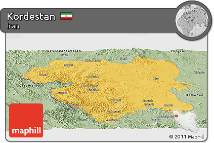 Savanna Style Panoramic Map of Kordestan