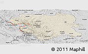 Shaded Relief Panoramic Map of Kordestan, desaturated