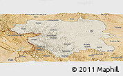 Shaded Relief Panoramic Map of Kordestan, satellite outside