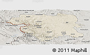 Shaded Relief Panoramic Map of Kordestan, semi-desaturated