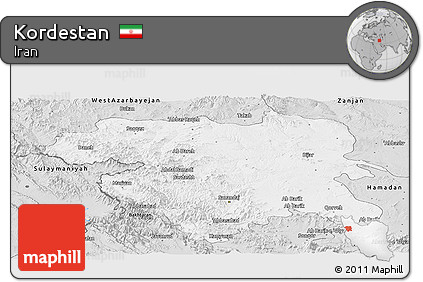 Silver Style Panoramic Map of Kordestan
