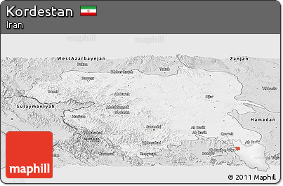 Silver Style Panoramic Map of Kordestan