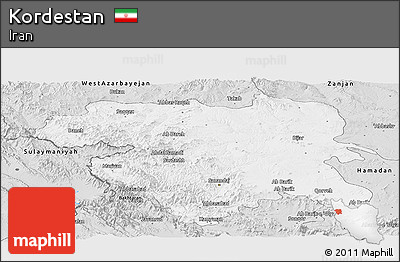 Silver Style Panoramic Map of Kordestan