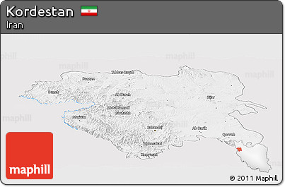Silver Style Panoramic Map of Kordestan, single color outside