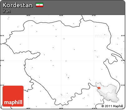 Blank Simple Map of Kordestan, no labels