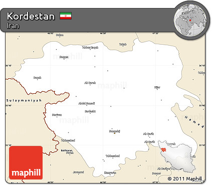 Classic Style Simple Map of Kordestan
