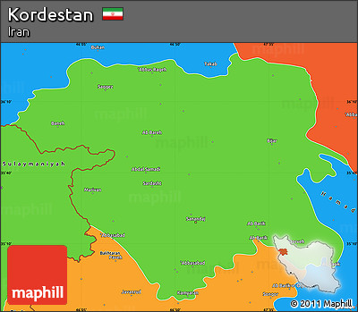 Political Simple Map of Kordestan