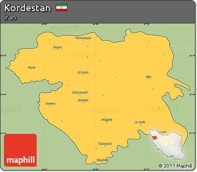 Savanna Style Simple Map of Kordestan, cropped outside